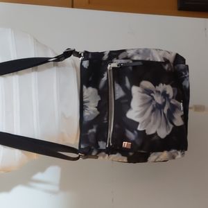 TUMI Black & White Floral Crossbody Bag